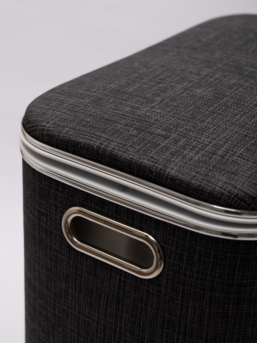 Корзина для белья Geralis Вamboo Gray BBH-B, цвет Темно-Серый, кант хром, стандартная