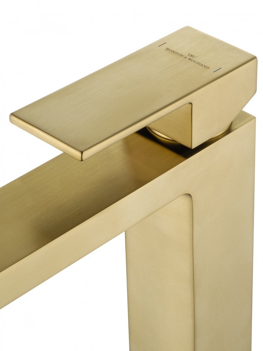Смеситель для раковины высокий WONZON & WOGHAND CUBE, Брашированное золото (WW-88239016- BG)