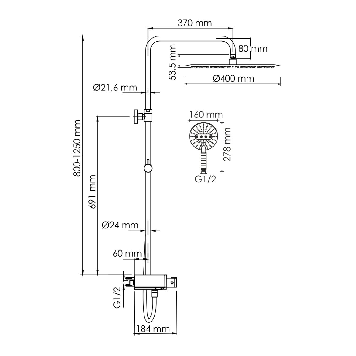 Душевая система Wasserkraft A113.117.059.CH Thermo