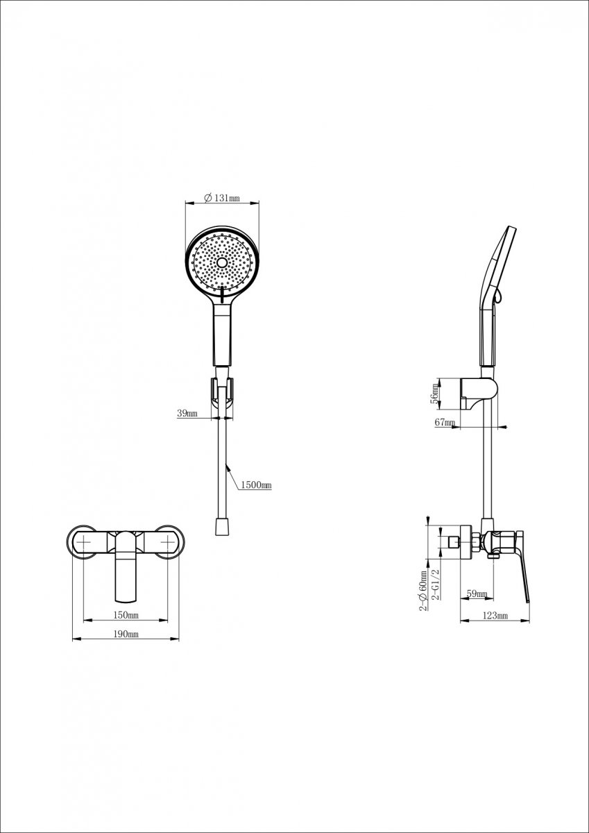 Смеситель для душа WONZON & WOGHAND, Белый матовый (WW-B2585-MW)