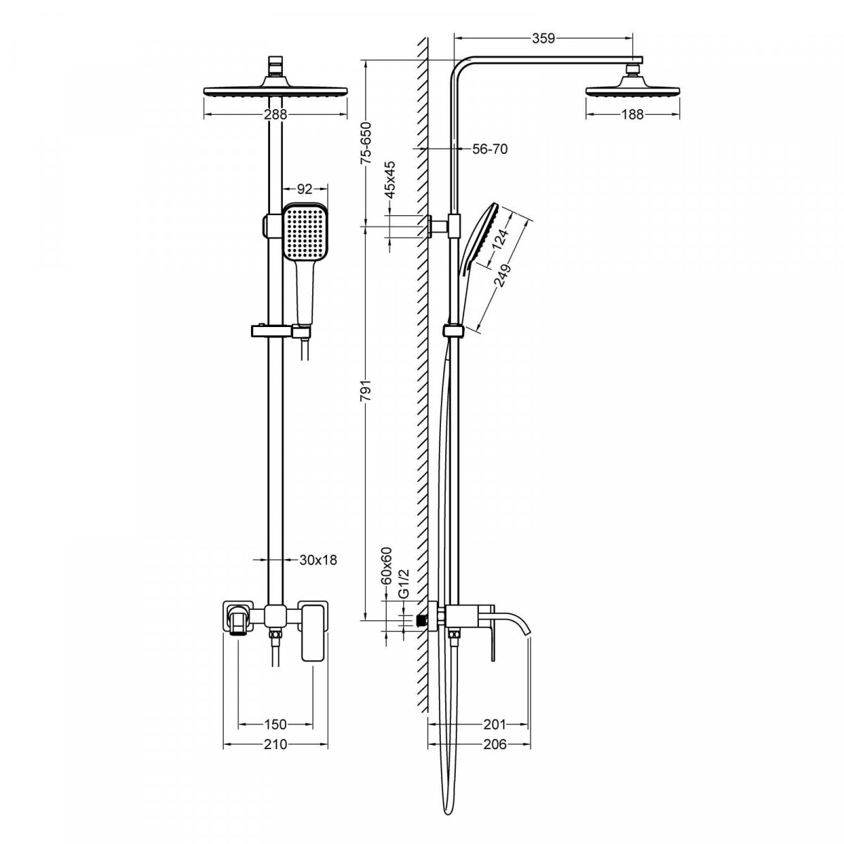 Душевая система TIMO Selene SX-1013/00, хром