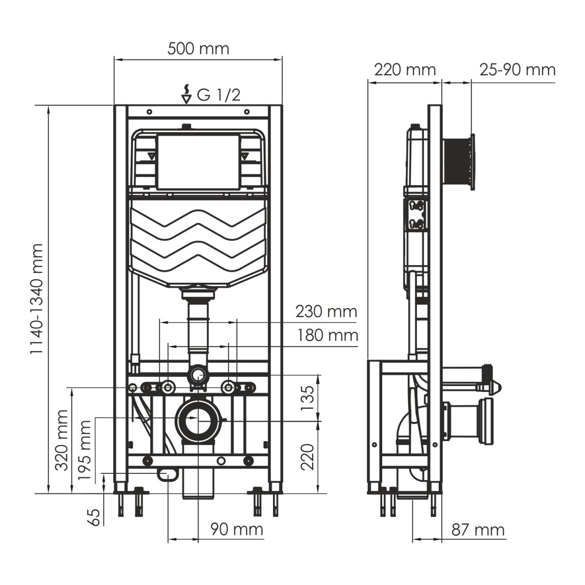 Система инсталляции для унитазов WasserKraft 61TLT.010.ME.CH02
