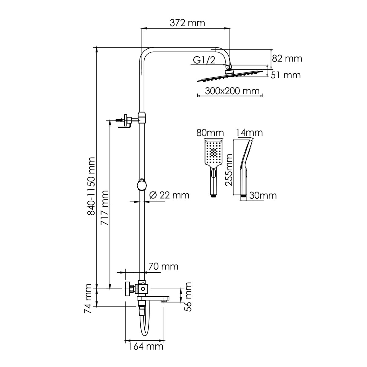 Душевая система Wasserkraft A199.069.126.087.CH Thermo