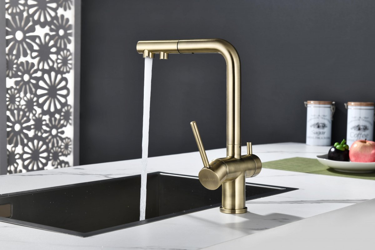 Смеситель для кухни Paulmark SERPENTINE, бронза, Se213222-BR