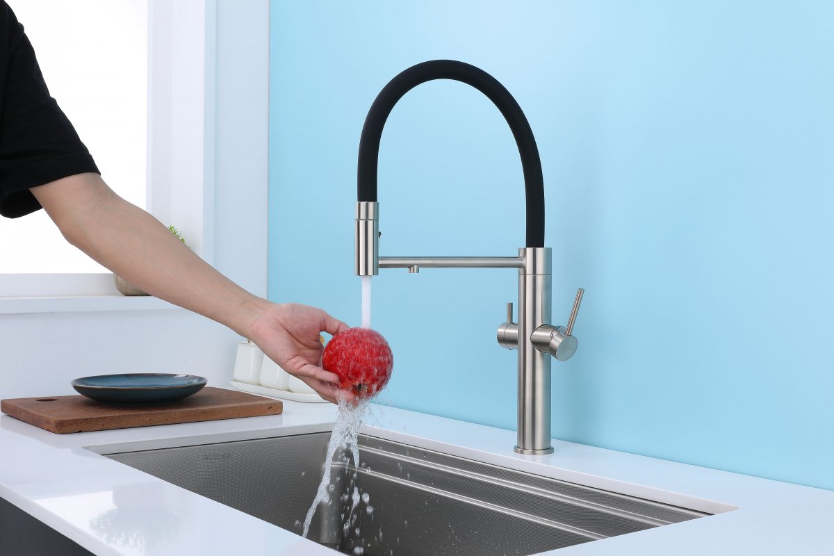 Смеситель для кухни Paulmark NEXUS, брашированная сталь, Ne213999-BS