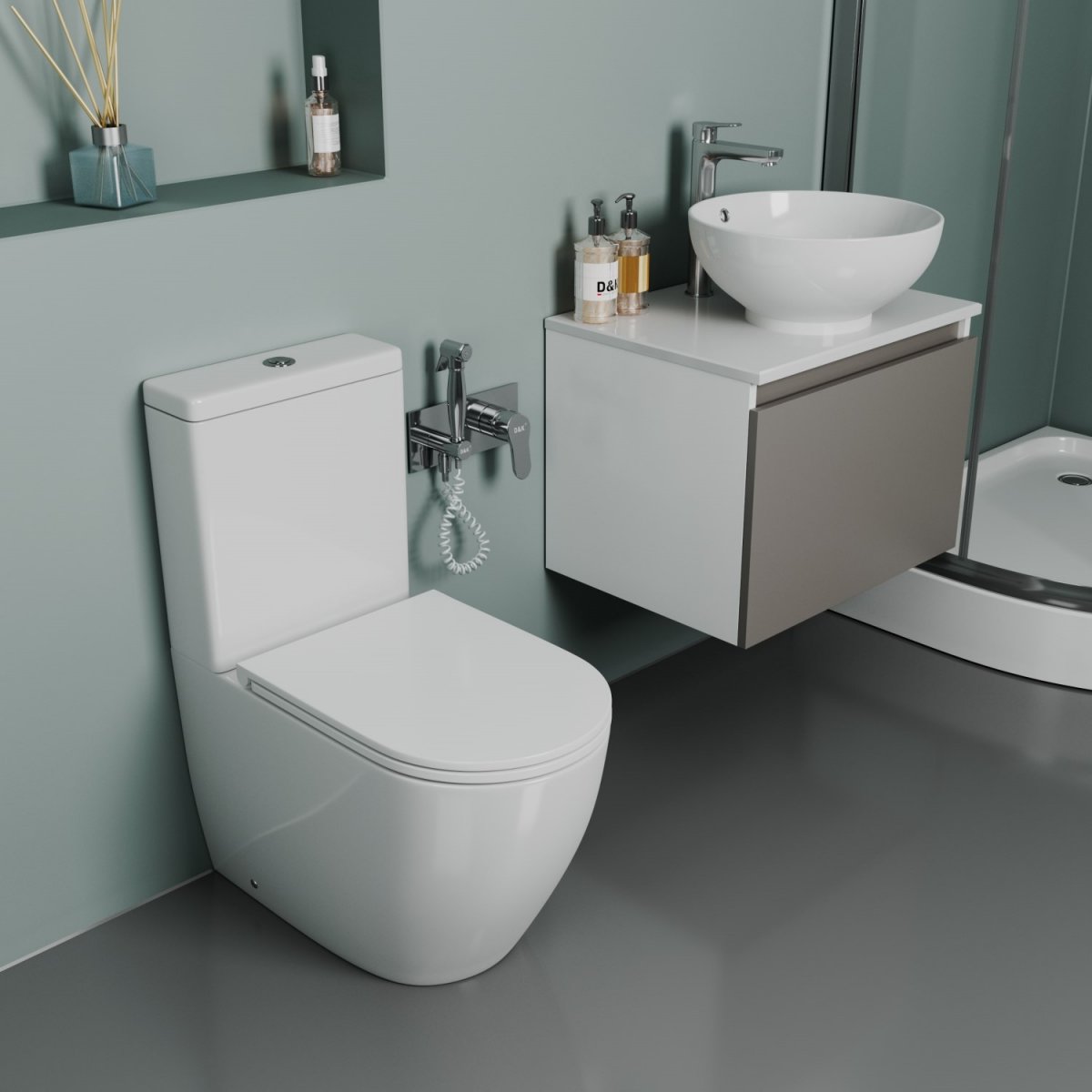 Унитаз напольный безободковый D&K Matrix DT1397016, белый