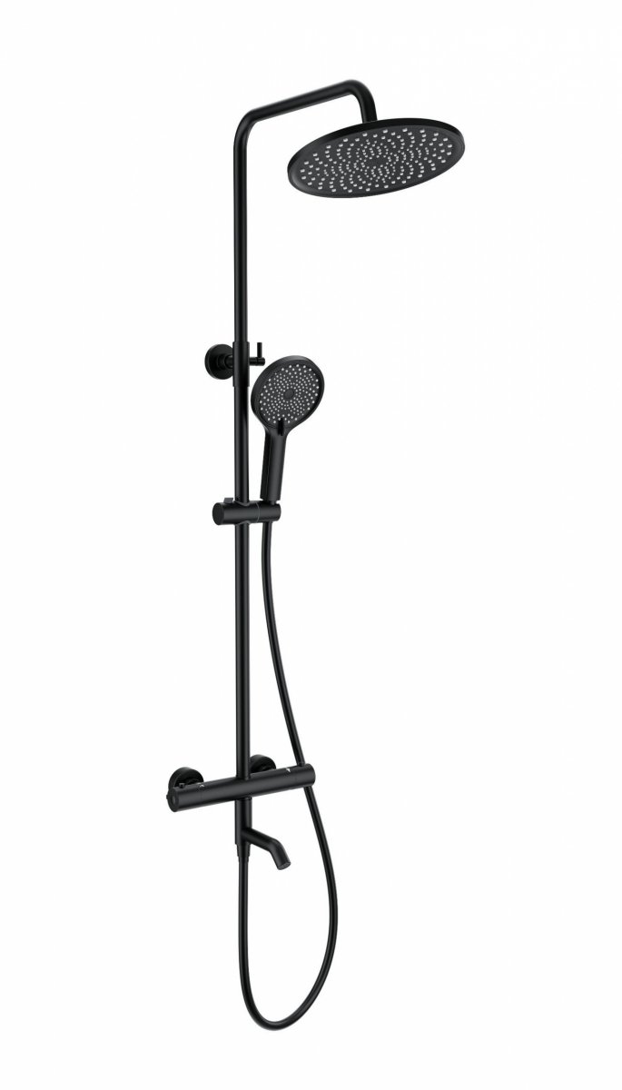 Душевая система с термостатом WONZON & WOGHAND INN 3, Черный матовый (WW-B3065-T1-MB)