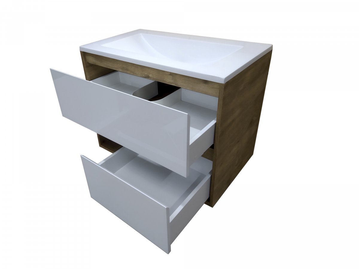 Комплект мебели ESTET Monaco Wood 800х480 подвесной 2 ящика (ШхГхВ) 798х476х607