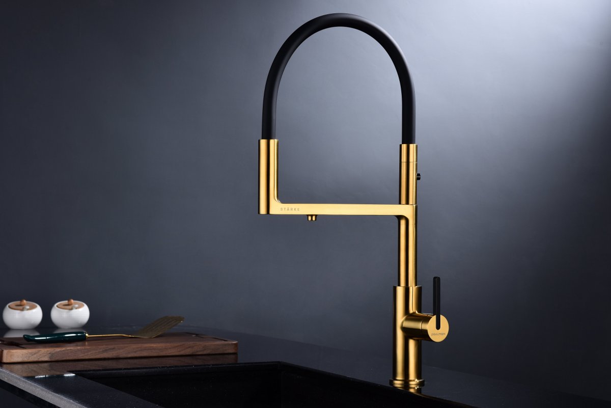 Смеситель для кухни Paulmark TORNADO, брашированное золото, To213402-BG