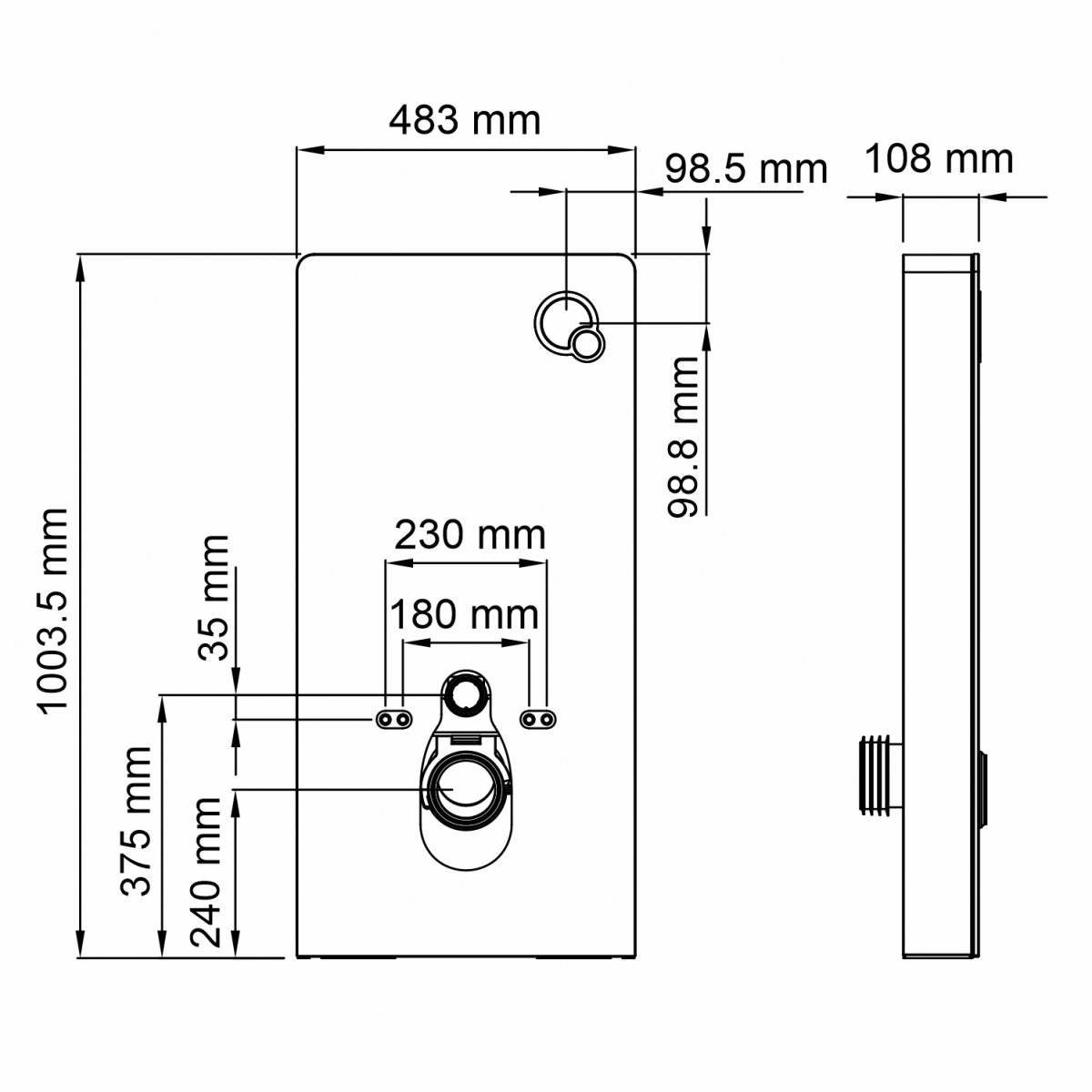 Пристенный модуль системы инсталляции для унитазов WasserKraft 86TLT.040.PE.BL