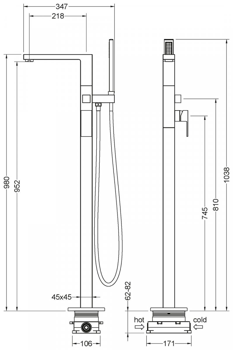 Напольный смеситель для ванны TIMO Selene 2210/03Y-CR, черный