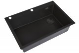 Мойка ZorG LUX 7551 BLACK SATIN, смещенный выпуск, большая чаша, премиум