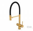 Смеситель кухонный EMAR ЕС - 7024 PVD Golden с гибким изливом под фильтр