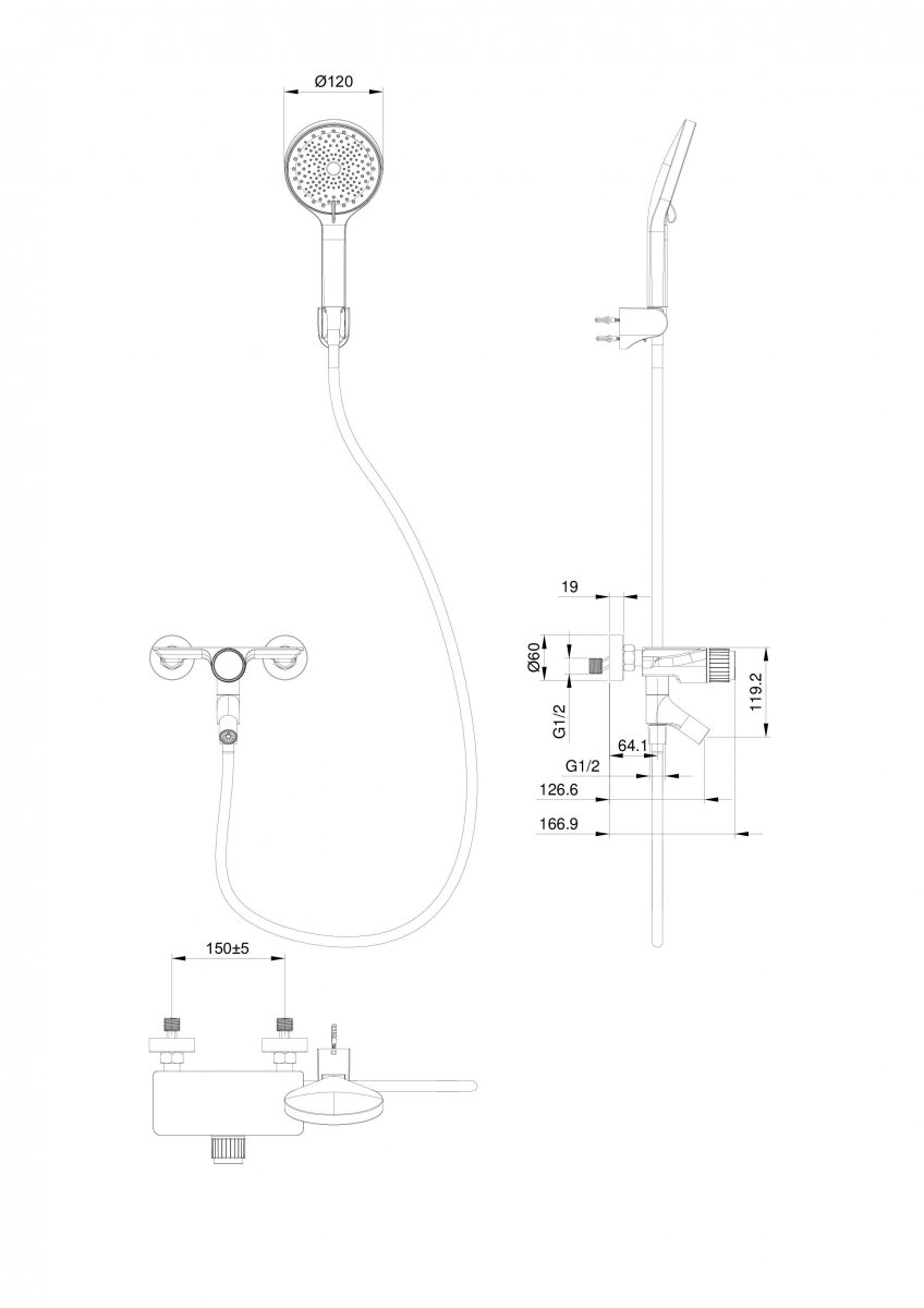 Смеситель для ванны с душем WONZON & WOGHAND CLICK, Белый матовый (WW-FE05L221-MW)