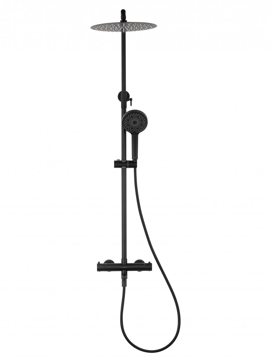 Душевая система с термостатом WONZON & WOGHAND STICK, Черный матовый (WW-88739903-MB)