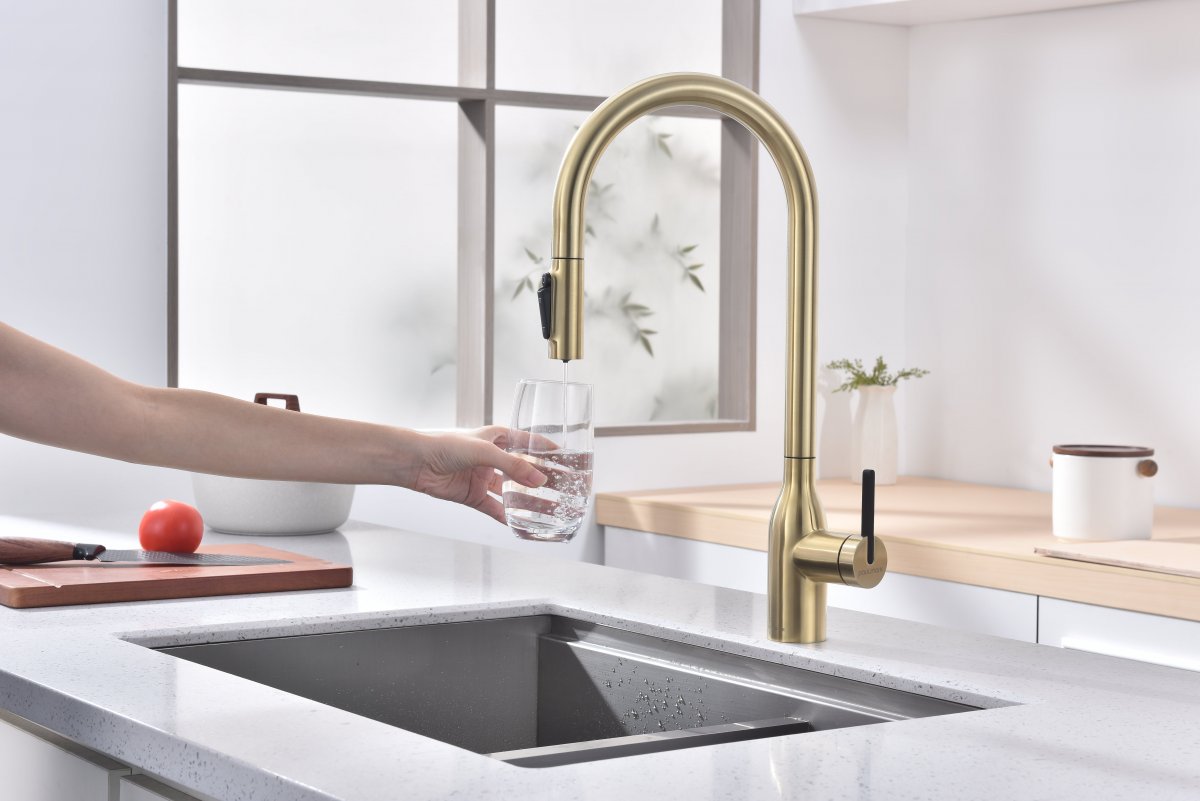 Смеситель для кухни Paulmark UNIVERSAL, светлое золото, Un213880-LG