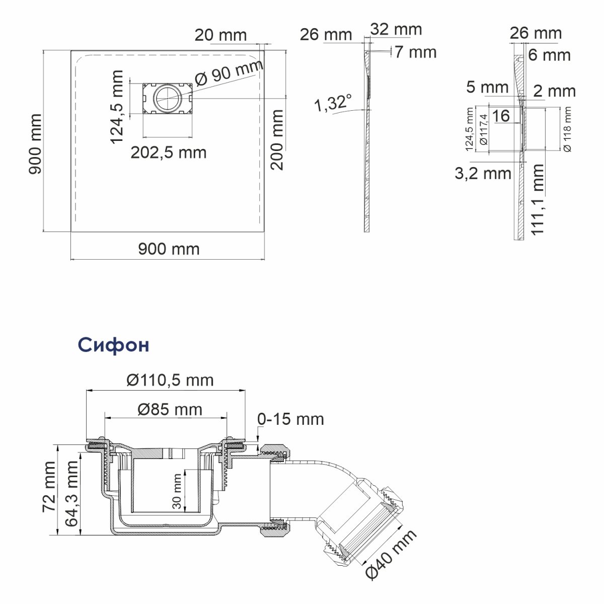Душевой поддон WasserKraft 74T03