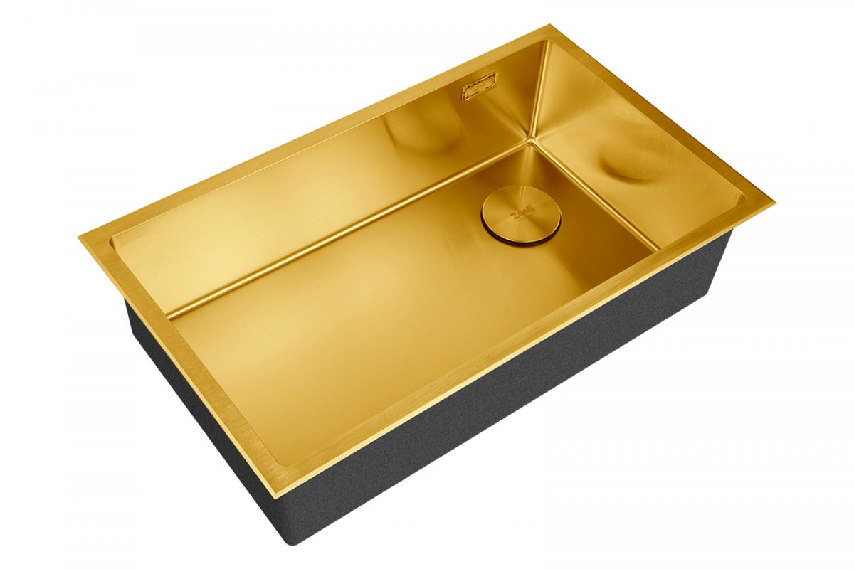 Мойка ZorG LUX 7444 BRONZE, смещенный выпуск, большая чаша, премиум