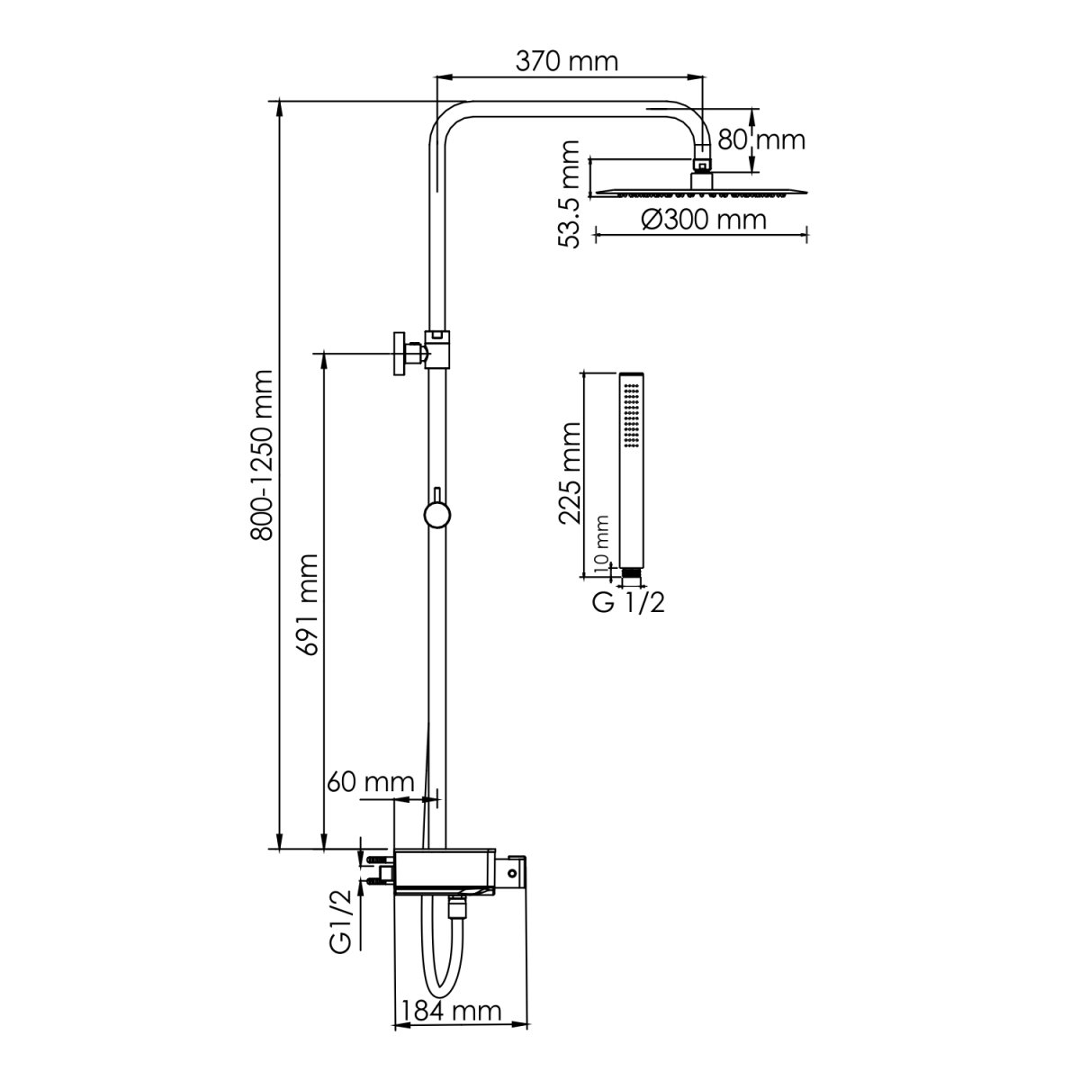 Душевая система Wasserkraft A114.160.217.CB Thermo
