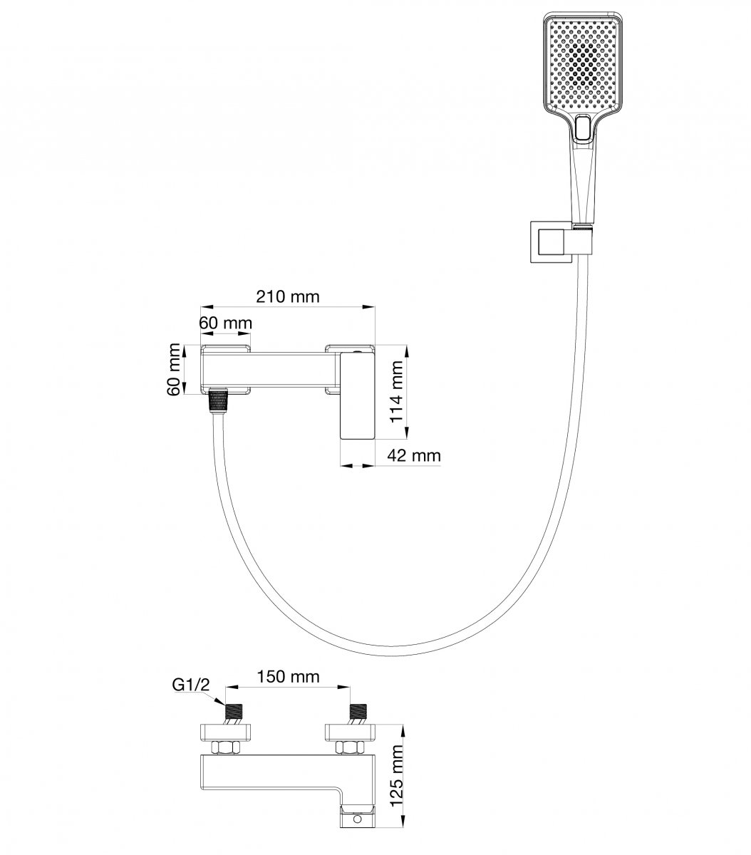 Смеситель для душа WONZON & WOGHAND CUBE 2.0, Брашированное золото (WW-88048068-BG)