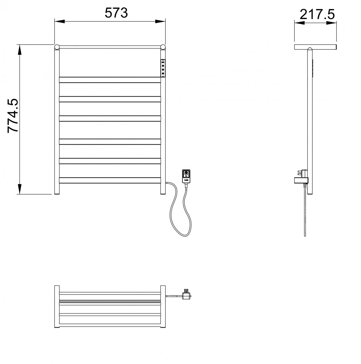 Полотенцесушитель электрический WONZON & WOGHAND ESSEN, Черный матовый (WW-A403-MB)
