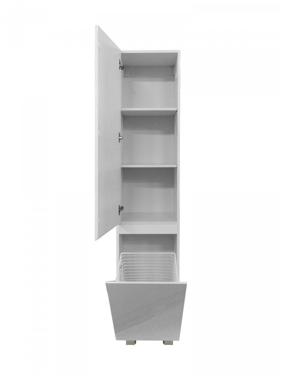 Пенал напольный ESTET Dallas Luxe левосторонний с бел. корзиной (ШхГхВ) 400х340х2000