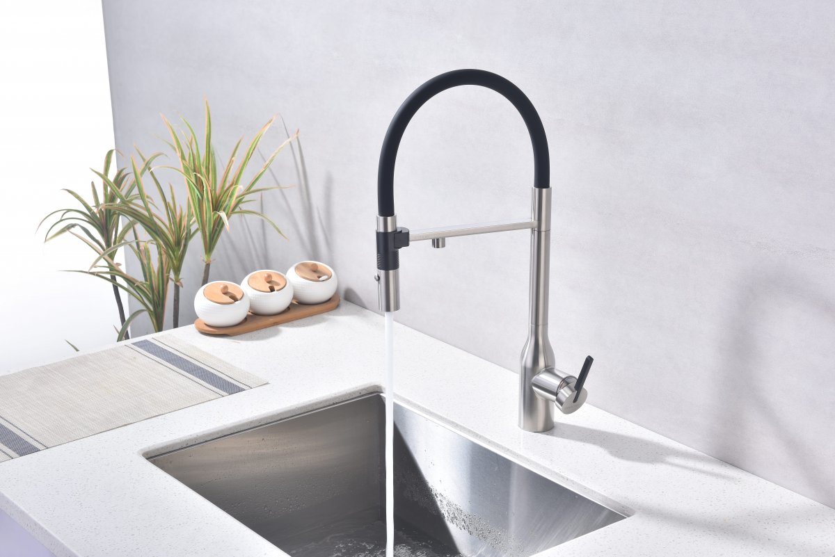Смеситель для кухни Paulmark MAGNETO ONE, брашированная сталь, Ma213188-BS
