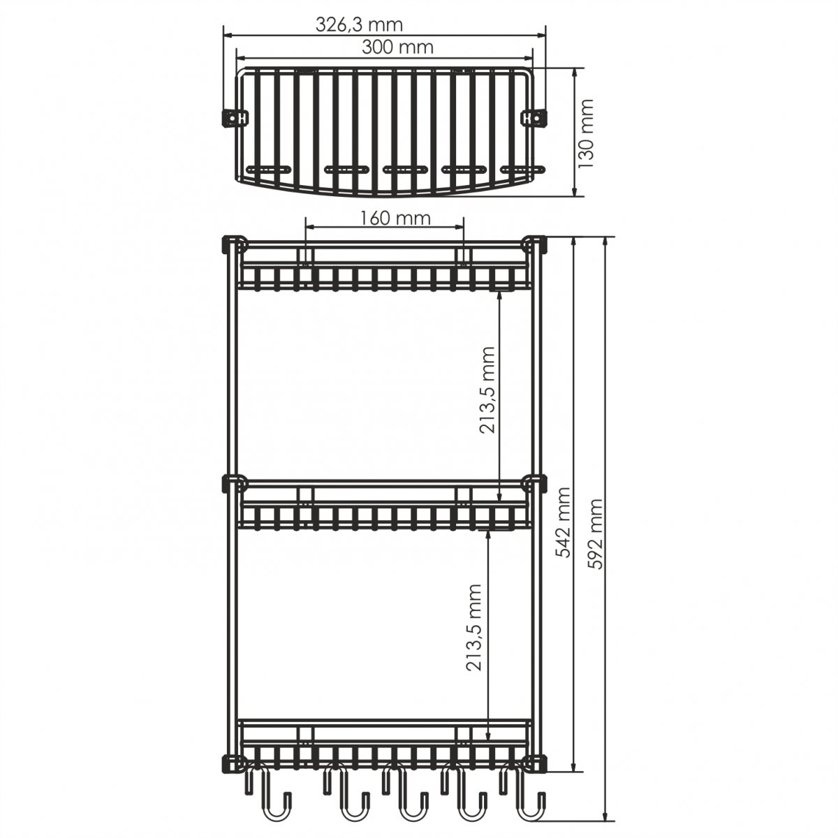 WasserKRAFT K-1433 Полка металлическая тройная