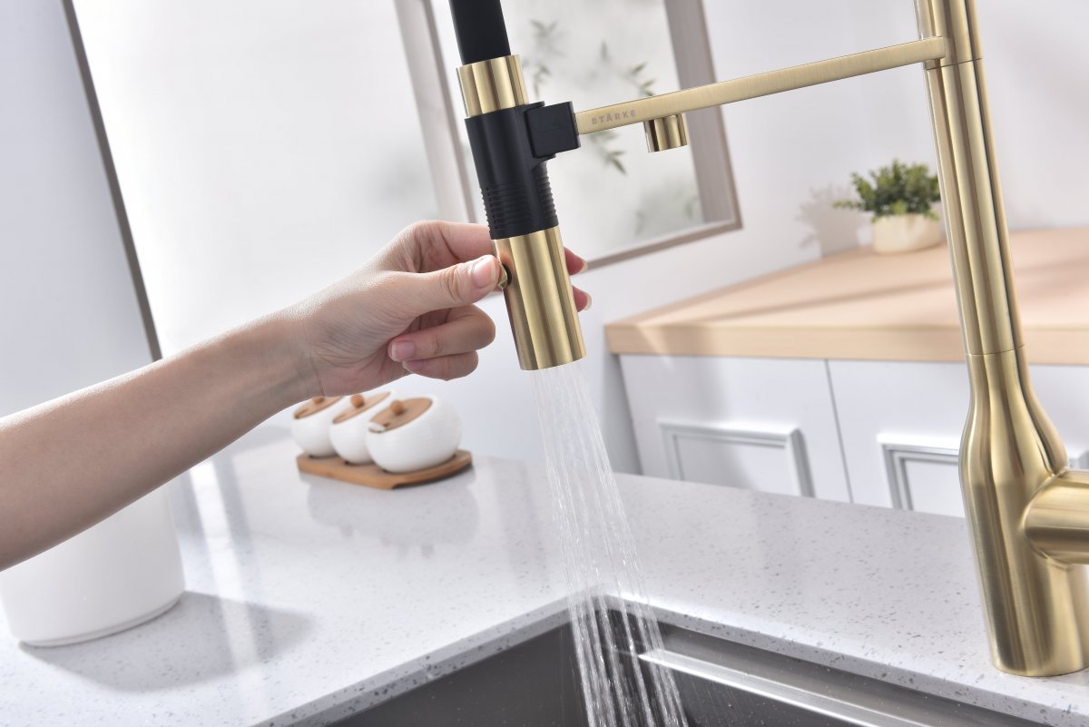 Смеситель для кухни Paulmark MAGNETO ONE, светлое золото, Ma213188-LG