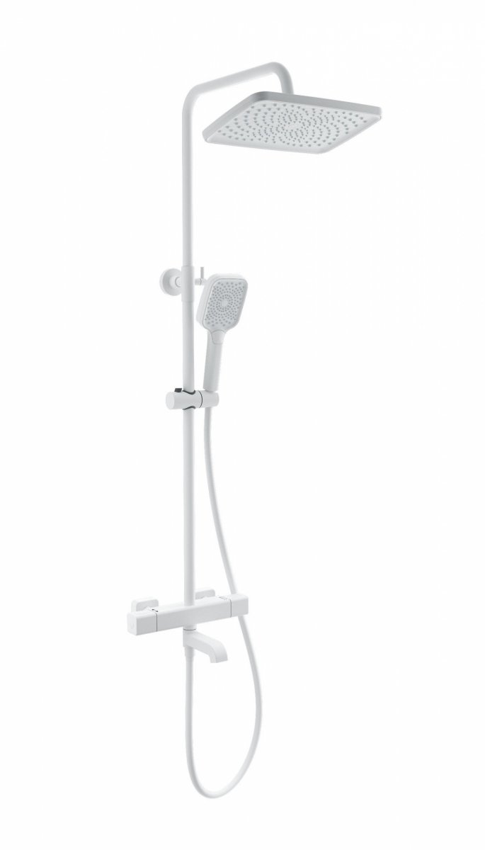 Душевая система с термостатом WONZON & WOGHAND STAY 2, Белый матовый (WW-B3016-T1-MW)
