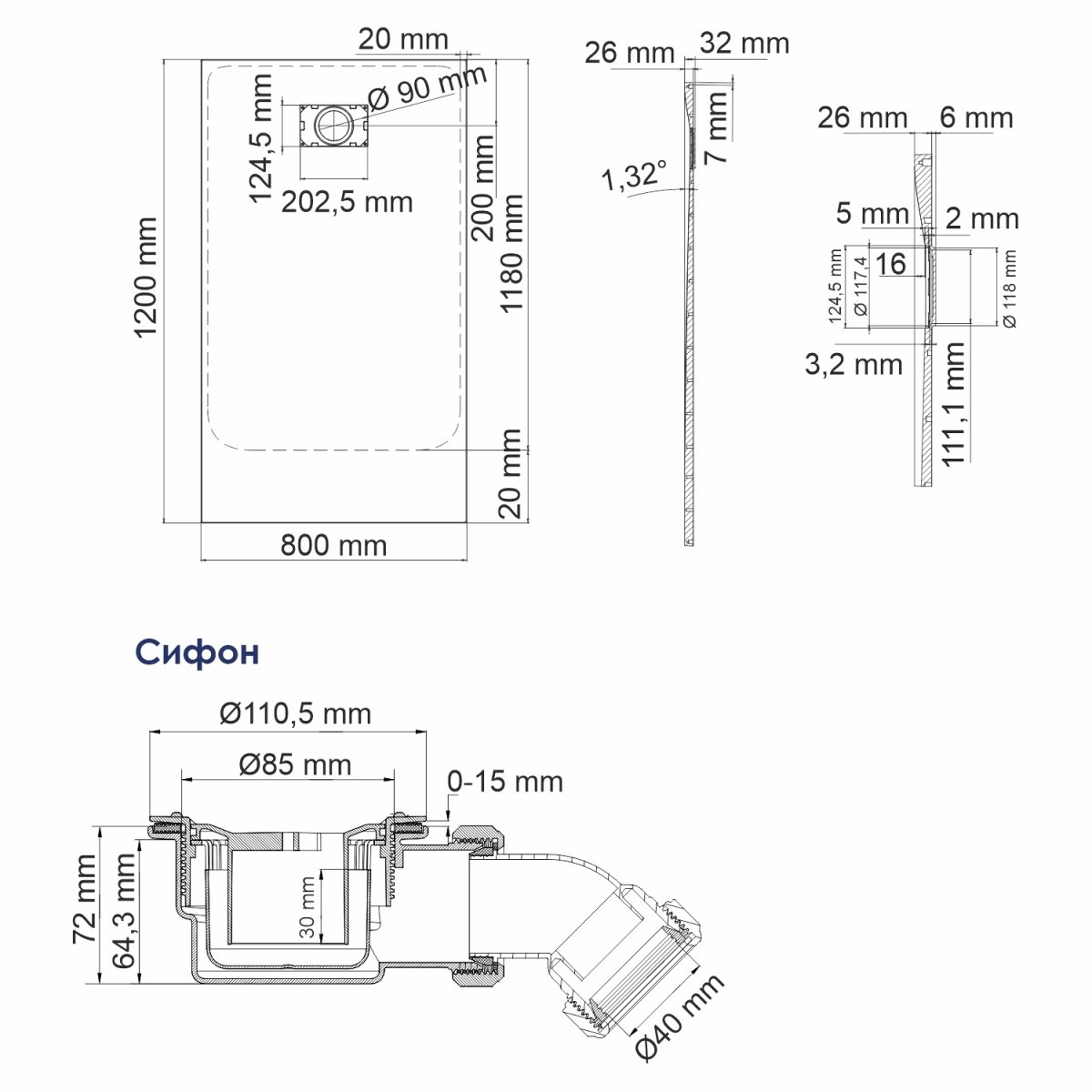 Душевой поддон WasserKraft 74T06