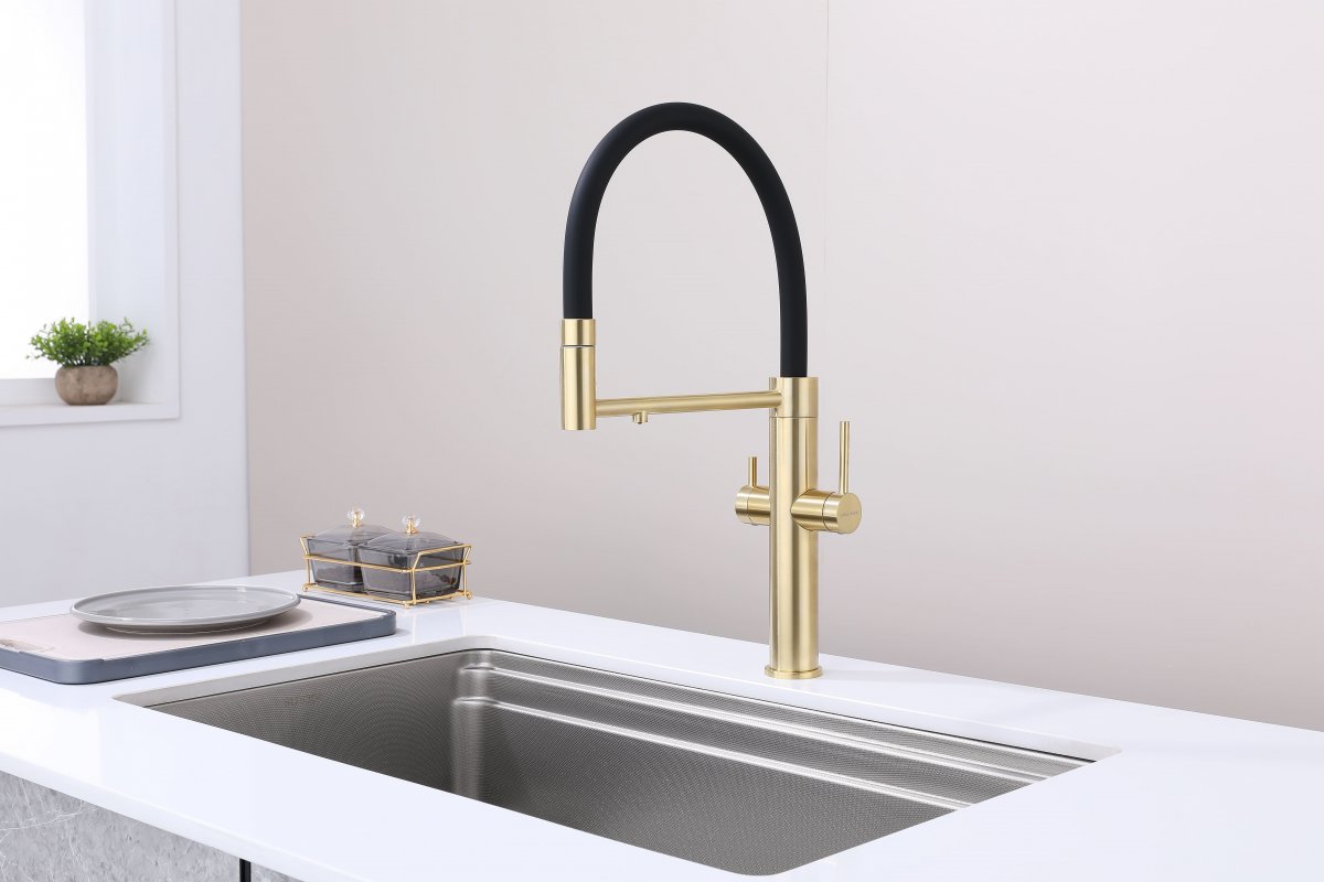 Смеситель для кухни Paulmark NEXUS, светлое золото, Ne213999-LG