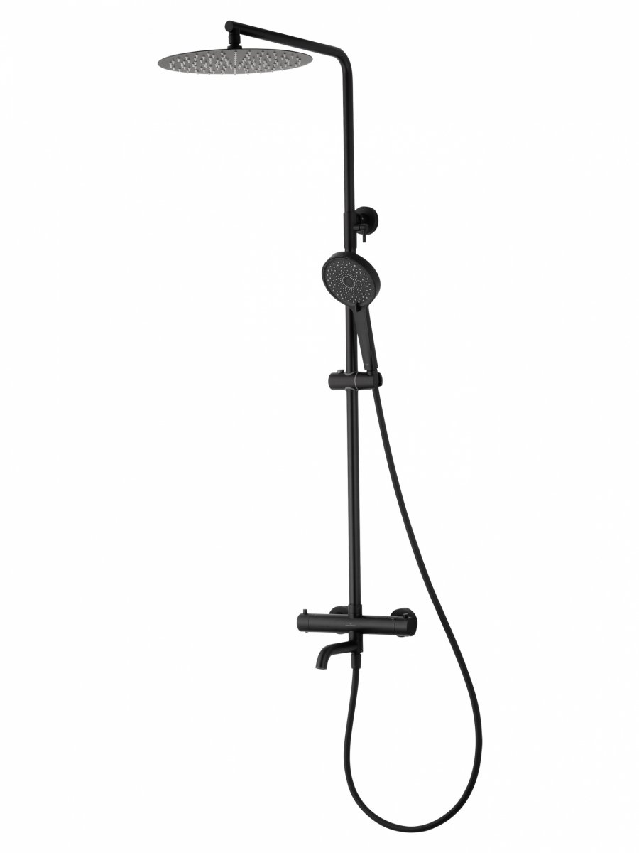 Душевая система с термостатом WONZON & WOGHAND STICK, Черный матовый (WW-88739903-MB)
