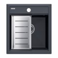 Мойка Paulmark STEPIA 45, IT-GRANIT + коландер ADVANCE брашированная нерж. сталь, PM114651-AN+A375-BS