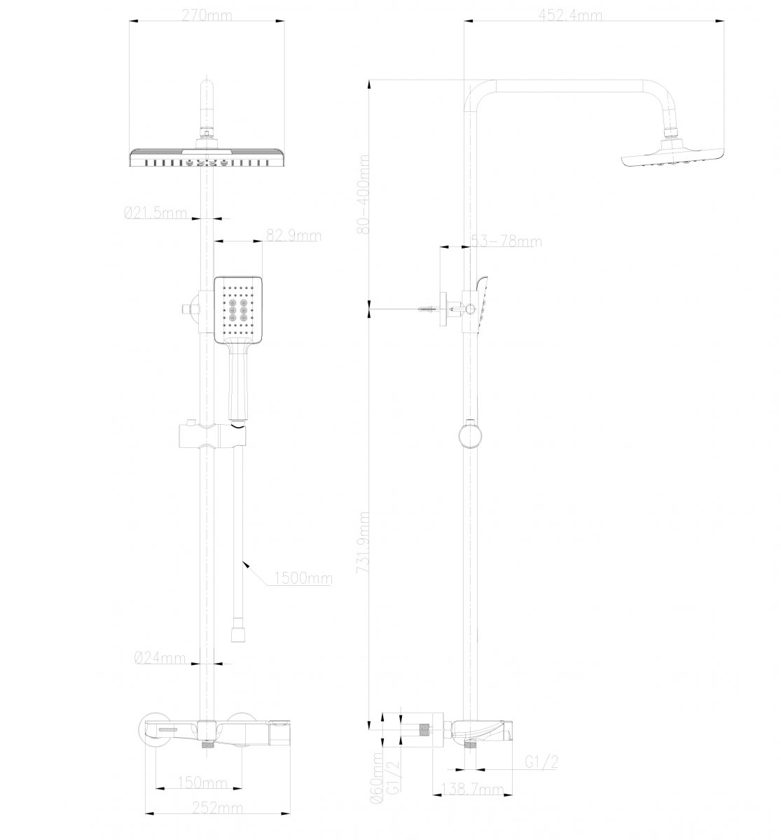Душевая система WONZON & WOGHAND, Хром (WW-AE33110-CR)