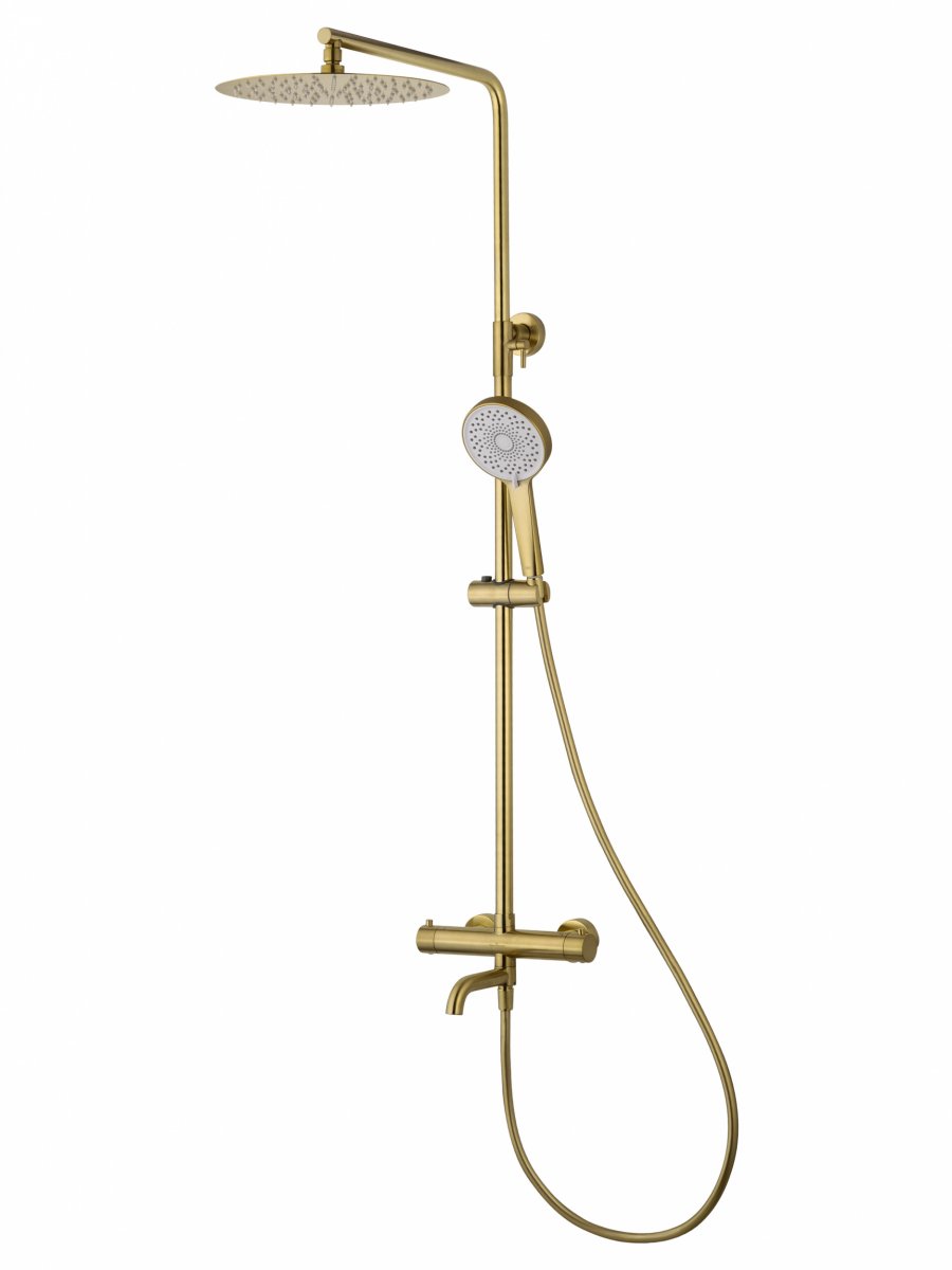Душевая система с термостатом WONZON & WOGHAND STICK, Брашированное золото (WW-88739903-BG)
