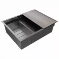 Кухонная мойка Paulmark NEXT-MULTI SINK 58-L UNI, вороненая сталь, выпуск слева, 580х450мм, PM785845-L-GM