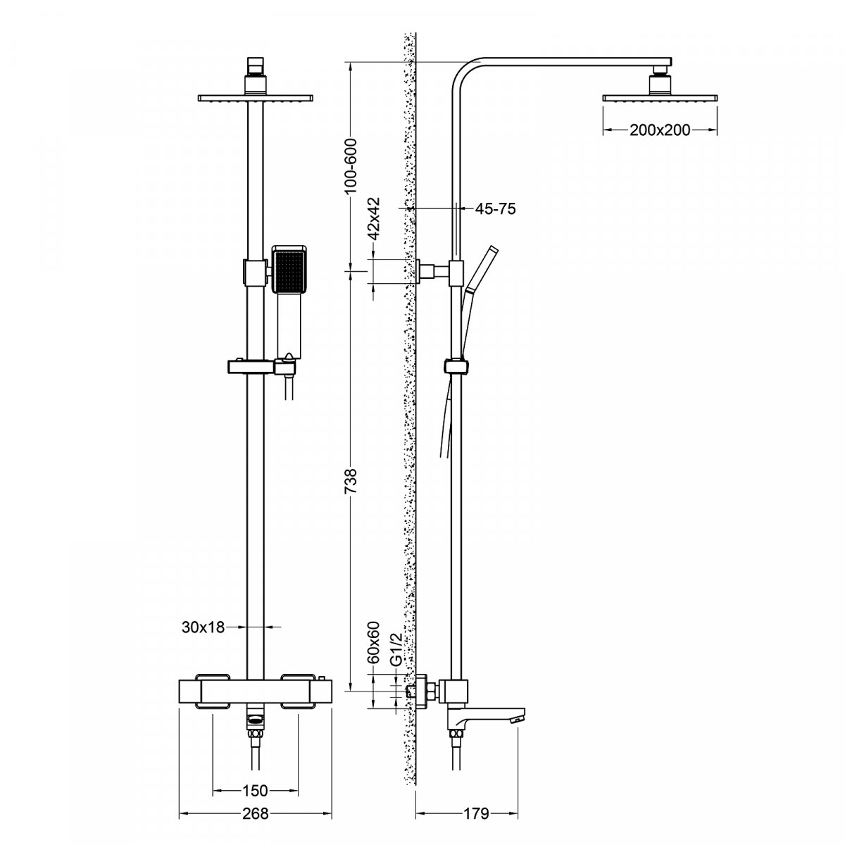 Душевая система с термостатом TIMO Tetra-thermo SX-0169/00, хром