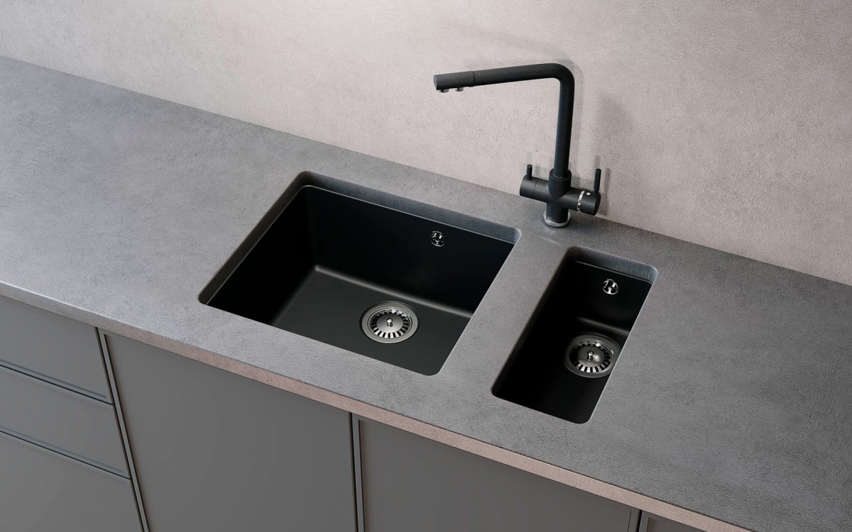 Кухонная мойка Ulgran Quartz Under 400-07, уголь
