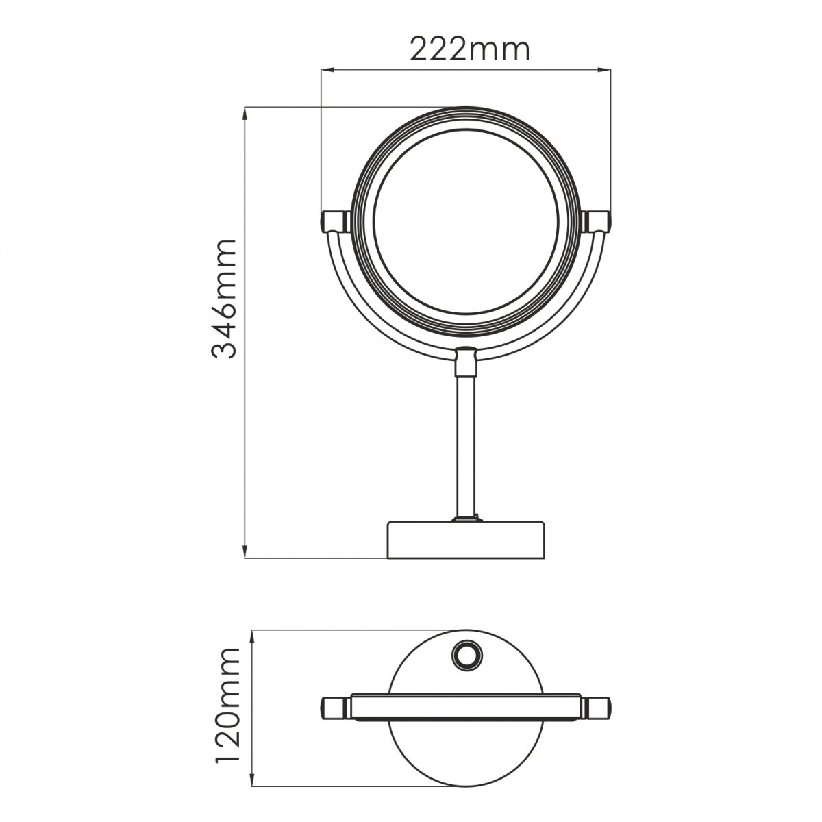WasserKRAFT K-1005 Зеркало с LED-подсветкой двухстороннее, стандартное и с 3-х кратным увеличением