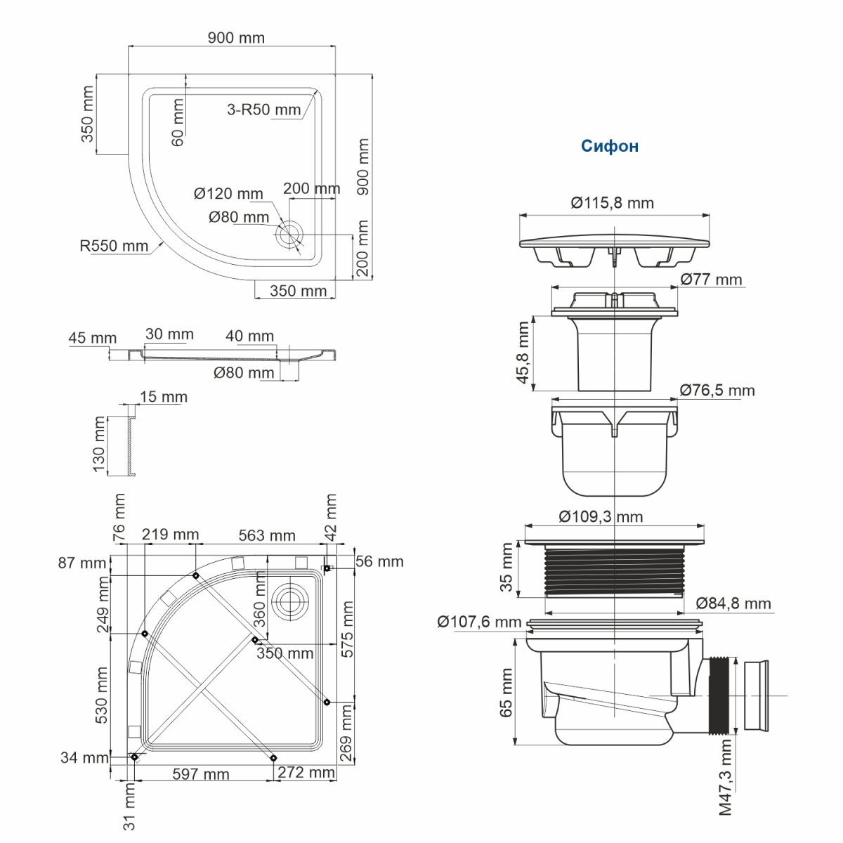 Душевой поддон WasserKraft 26T01