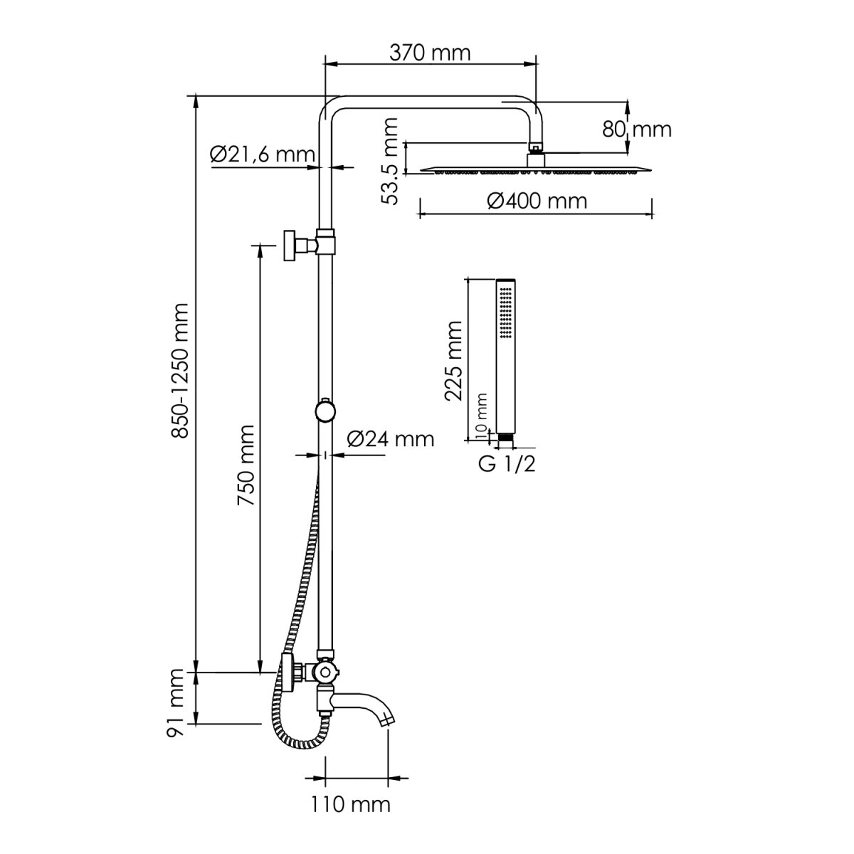 Душевая система Wasserkraft A188.117.137.010.CH Thermo