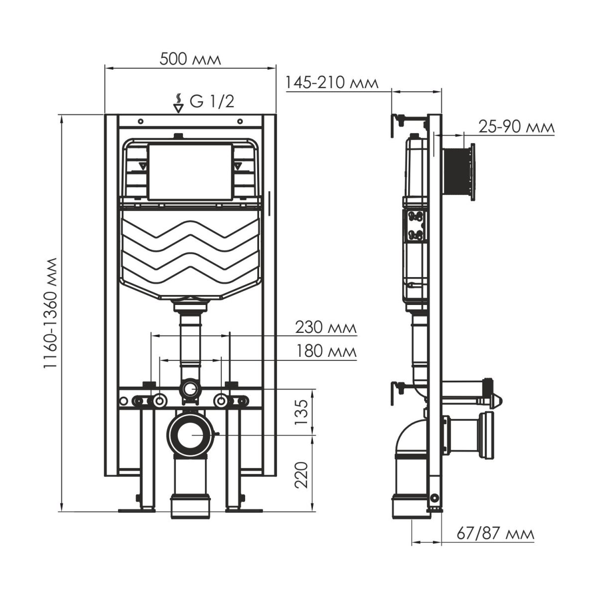 Система инсталляции для унитазов WasserKraft 56TLT.010.ME.MB02