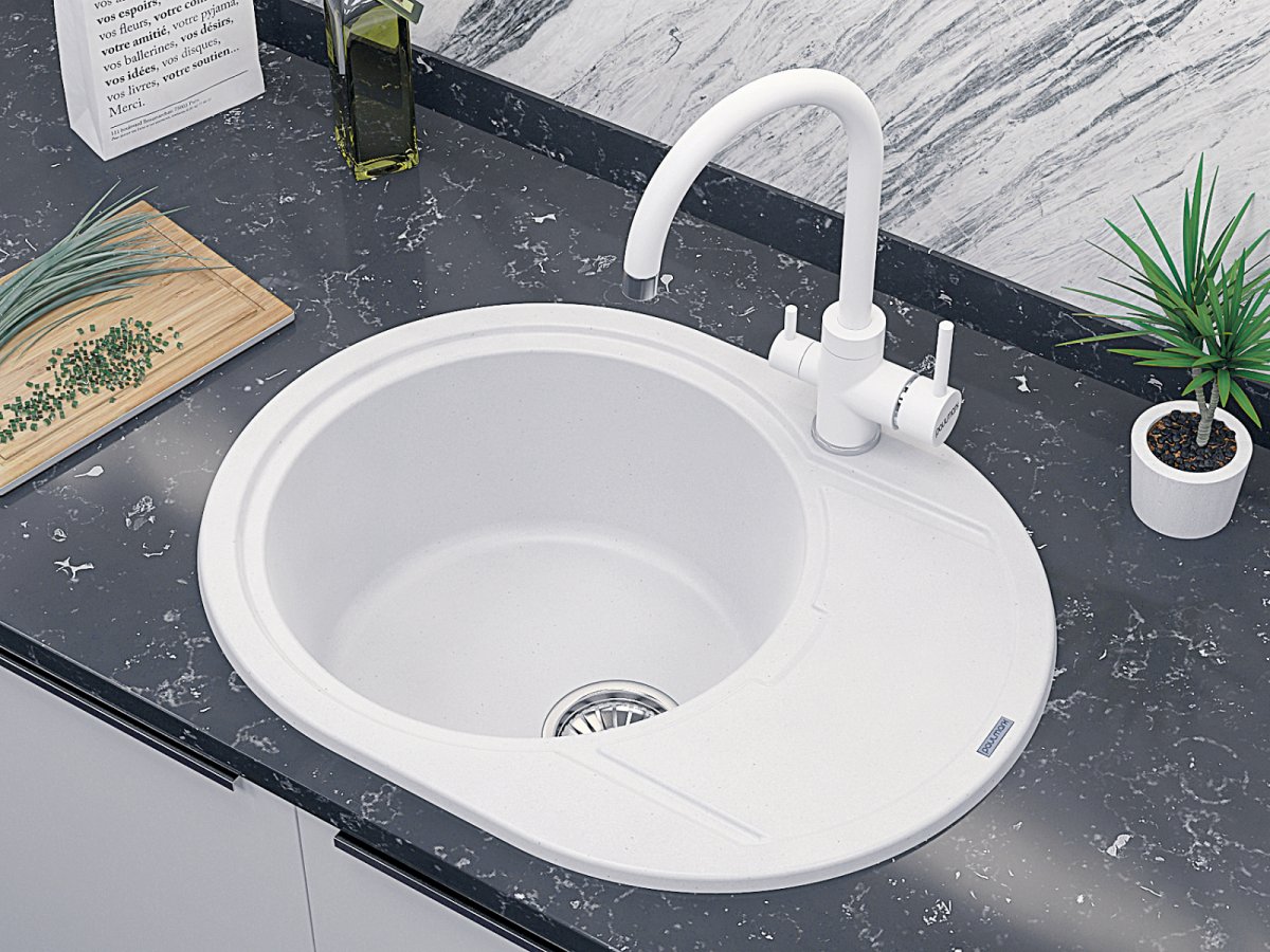 Смеситель для кухни Paulmark ESSEN, белый матовый, Es213211-WH