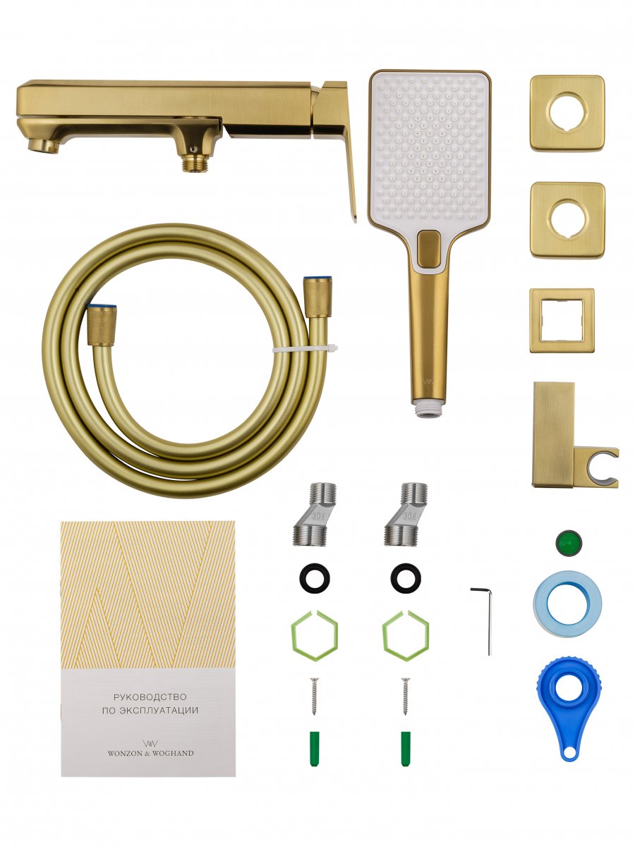 Смеситель для ванны с душем WONZON & WOGHAND DIAMOND, Брашированное золото (WW-88639011- BG)