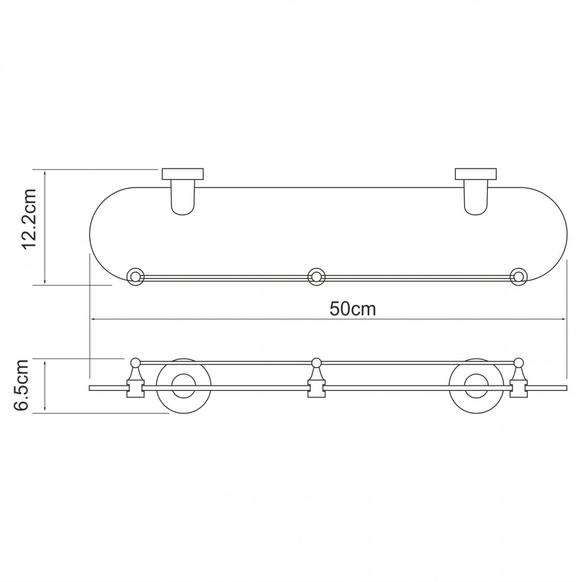 WasserKRAFT Isen K-4044 Полка стеклянная с бортиком
