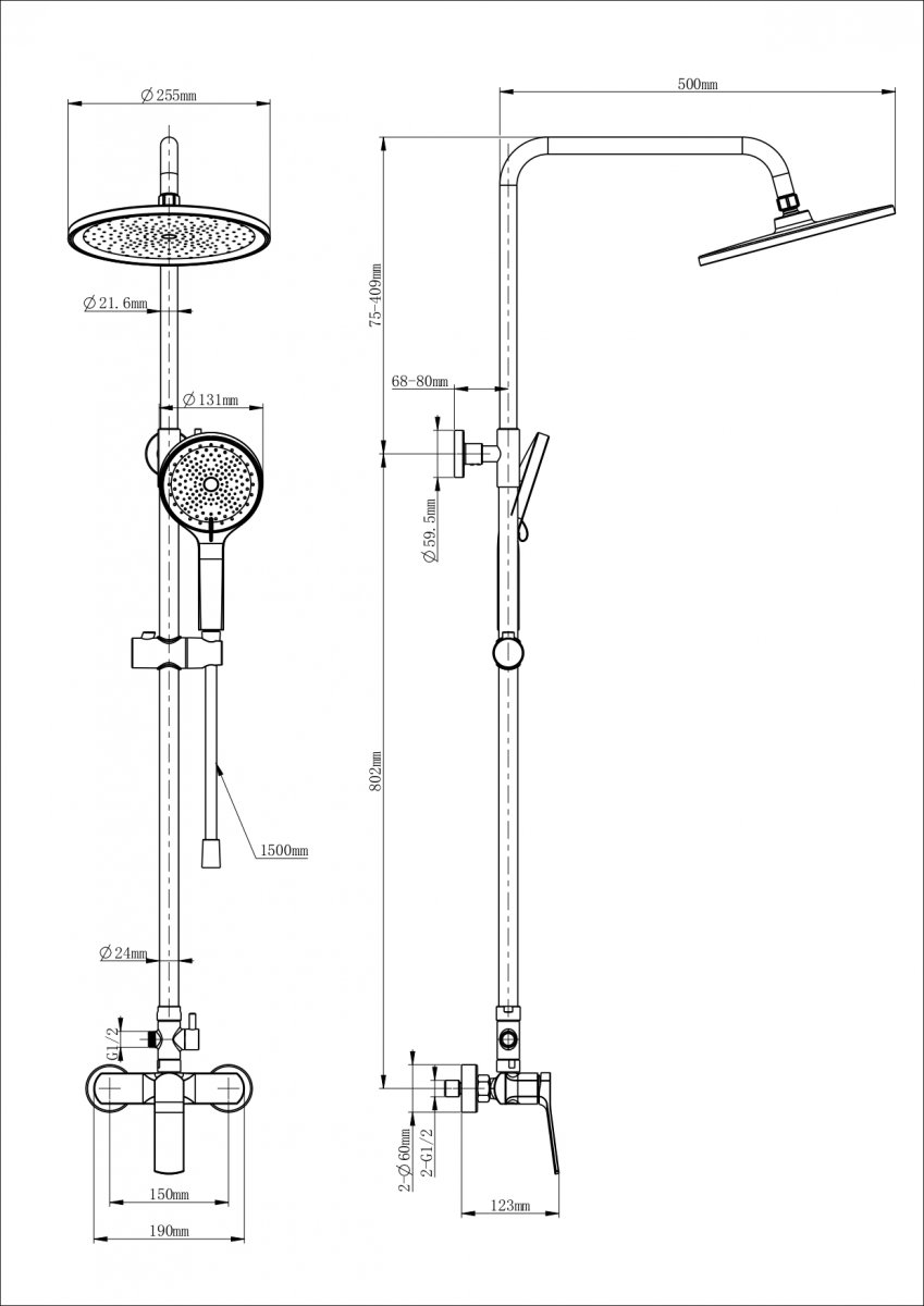 Душевая система WONZON & WOGHAND, Брашированное золото (WW-B3200-BG)