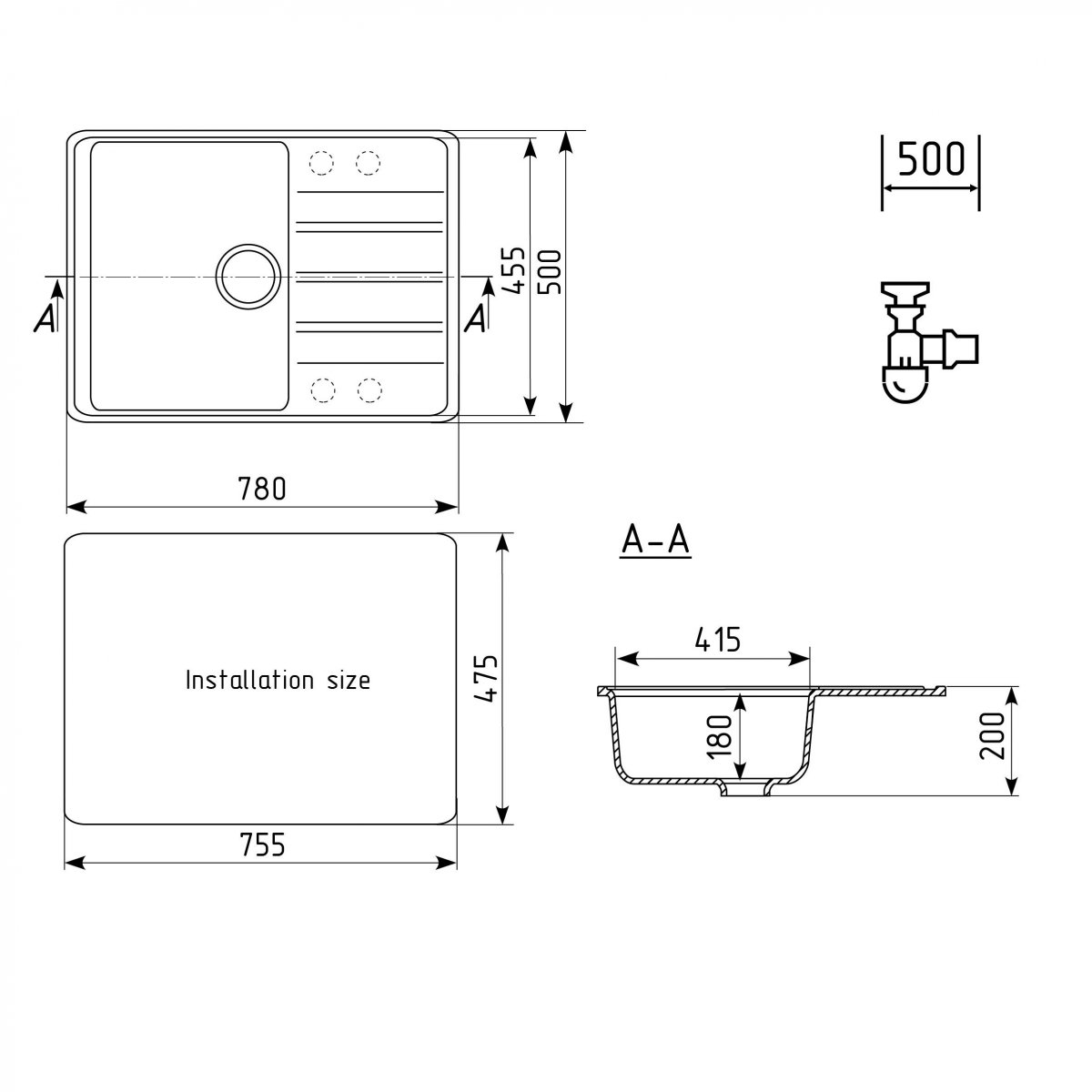 Кухонная мойка Ulgran Quartz Prima 780-03, десерт