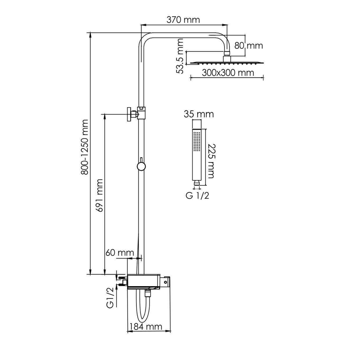 Душевая система Wasserkraft A114.162.218.CB Thermo