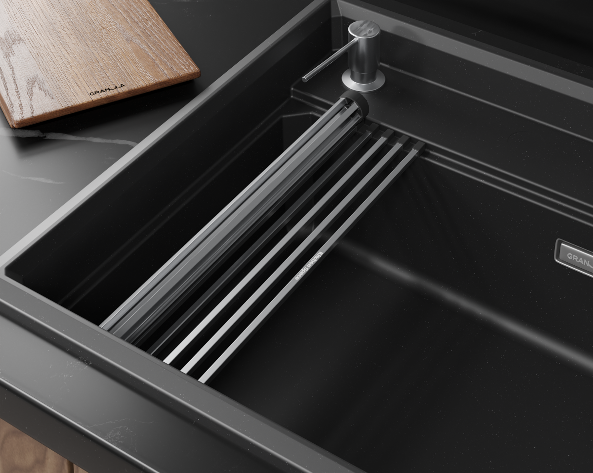 Мойка для кухни Granula Kitchen Space Rinzer 7308R шварц, 73х52 см, прямоугольная
